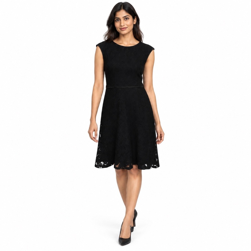 Wisp Petite Black Lace Fit & Flare Knee Length Dress Size 4 Whimsigoth Cocktail